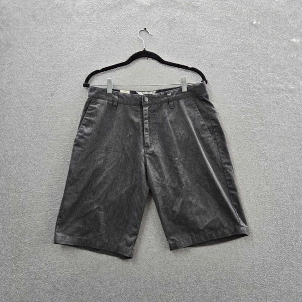 Volcom Men Shorts 31 Gray Chino Casual Button 9" Inseam‎ Logo Skater